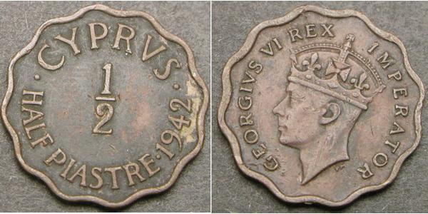 1/2 Piastre British Cyprus (1878 - 1960) Bronze 