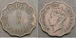 1/2 Piastre British Cyprus (1878 - 1960) Bronzo 