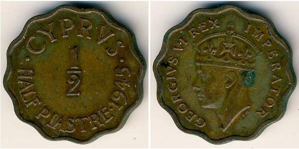 1/2 Piastre British Cyprus (1878 - 1960) Bronzo 