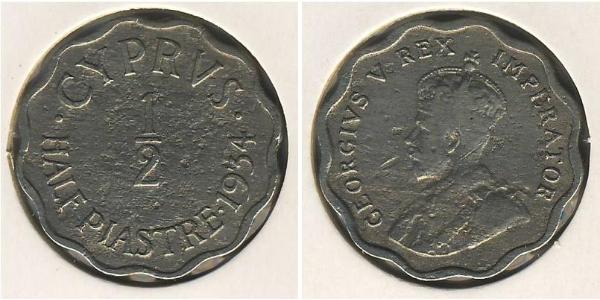 1/2 Piastre British Cyprus (1878 - 1960) Níquel/Cobre 
