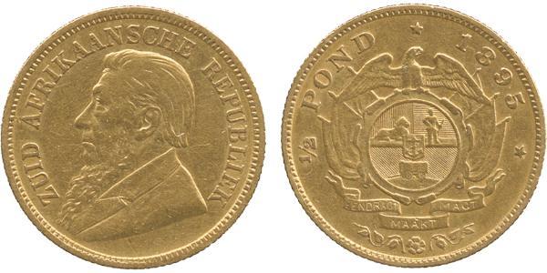 1/2 Pond / 1/2 Sovereign South Africa Gold Paul Kruger (1825 - 1904)