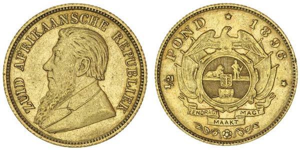 1/2 Pond / 1/2 Sovereign South Africa Gold Paul Kruger (1825 - 1904)