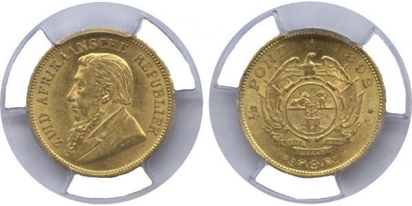 1/2 Pond / 1/2 Sovereign South Africa Gold Paul Kruger (1825 - 1904)