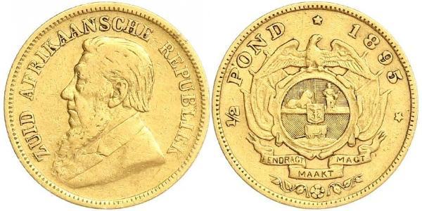 1/2 Pond / 1/2 Sovereign South Africa Gold Paul Kruger (1825 - 1904)