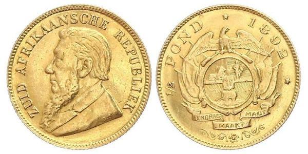 1/2 Pond / 1/2 Sovereign Südafrika Gold Paul Kruger (1825 - 1904)
