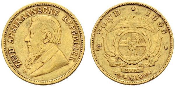 1/2 Pond / 1/2 Sovereign Sudafrica Oro Paul Kruger (1825 - 1904)