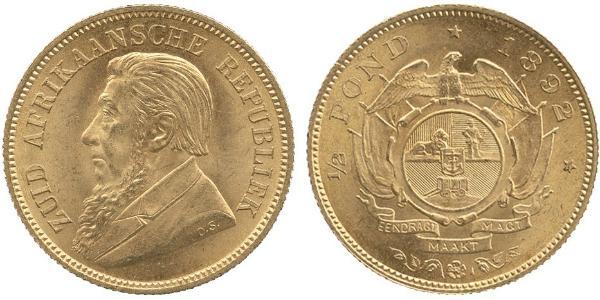 1/2 Pond / 1/2 Sovereign Sudáfrica Oro Paul Kruger (1825 - 1904)