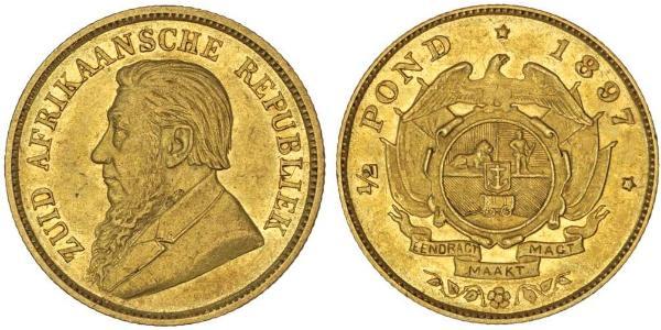 1/2 Pond / 1/2 Sovereign Sudáfrica Oro Paul Kruger (1825 - 1904)