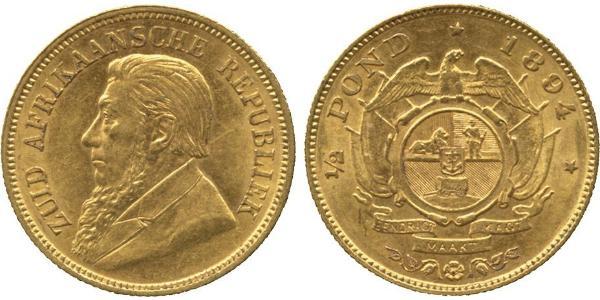 1/2 Pond / 1/2 Sovereign Sudáfrica Oro Paul Kruger (1825 - 1904)