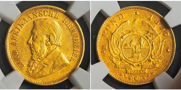 1/2 Pond / 1/2 Sovereign Sudáfrica Oro Paul Kruger (1825 - 1904)