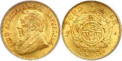 1/2 Pond / 1/2 Sovereign South Africa 金 保罗·克留格尔 (1825 - 1904)