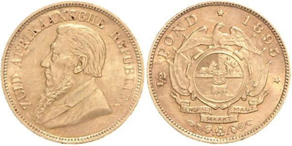 1/2 Pond / 1/2 Sovereign South Africa 金 保罗·克留格尔 (1825 - 1904)