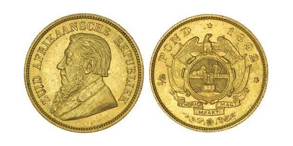 1/2 Pond / 1/2 Sovereign South Africa 金 保罗·克留格尔 (1825 - 1904)