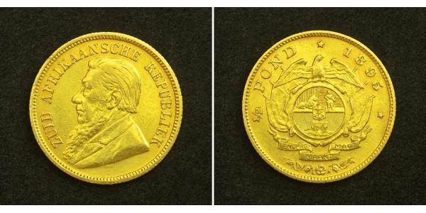 1/2 Pond / 1/2 Sovereign South Africa 金 保罗·克留格尔 (1825 - 1904)