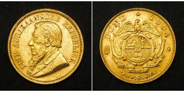 1/2 Pond / 1/2 Sovereign South Africa 金 保罗·克留格尔 (1825 - 1904)