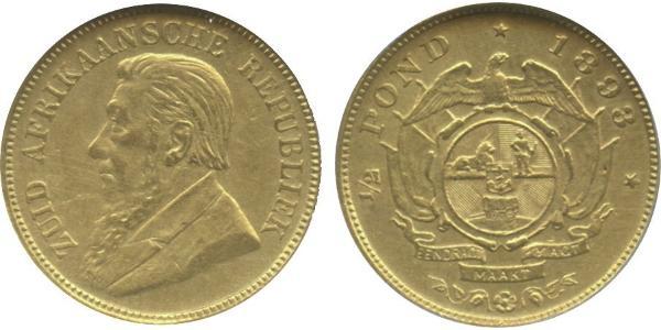 1/2 Pond / 1/2 Соверен Южно-Африканская Республика Золото Крюгер, Пауль (1825 - 1904)