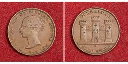 1/2 Quarto Gibilterra Rame Vittoria (1819 - 1901)