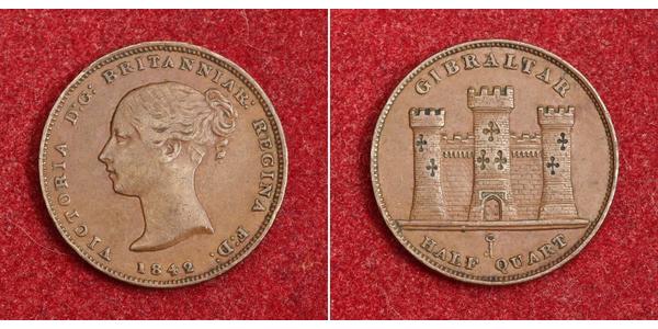 1/2 Quarto Gibilterra Rame Vittoria (1819 - 1901)