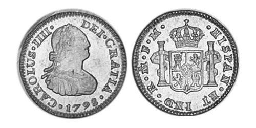 1/2 Real Vicereame della Nuova Spagna (1519 - 1821) Argento Carlo IV di Spagna (1748-1819)