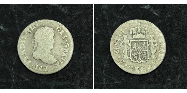 1/2 Real Vicereame della Nuova Spagna (1519 - 1821) Argento Ferdinando VII di Spagna (1784-1833)