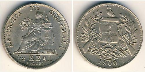 1/2 Real Republic of Guatemala (1838 - ) Copper/Nickel 