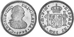 1/2 Real Virreinato de Nueva España (1519 - 1821) Plata Carlos IV de España (1748-1819)