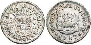 1/2 Real Virreinato de Nueva España (1519 - 1821) Plata 