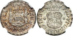 1/2 Real Virreinato de Nueva España (1519 - 1821) Plata Fernando VII de España (1784-1833)