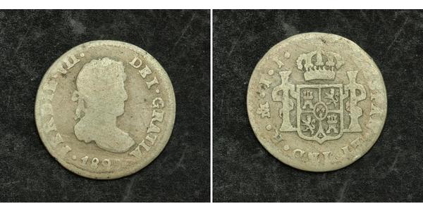 1/2 Real Vizekönigreich Neuspanien (1519 - 1821) Silber Ferdinand VII. von Spanien (1784-1833)