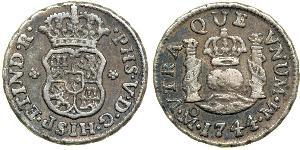 1/2 Real Spanish Mexico  / Kingdom of New Spain (1519 - 1821) Silver Philip V of Spain(1683-1746)