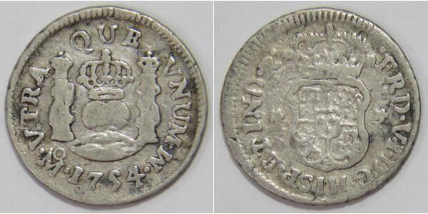 1/2 Real Spanish Mexico  / Kingdom of New Spain (1519 - 1821) Silver Philip V of Spain(1683-1746)