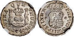 1/2 Real 新西班牙總督轄區 (1535 - 1821) 銀 Philip V of Spain(1683-1746)
