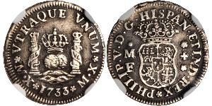 1/2 Real 新西班牙總督轄區 (1535 - 1821) 銀 Philip V of Spain(1683-1746)