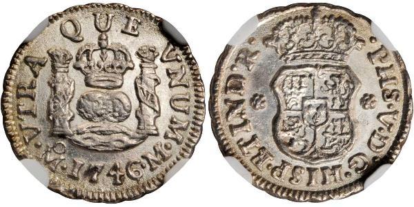 1/2 Real 新西班牙總督轄區 (1535 - 1821) 銀 Philip V of Spain(1683-1746)