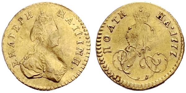 1/2 Rouble / 1 Poltina Empire russe (1720-1917) Or Catherine II (1729-1796)