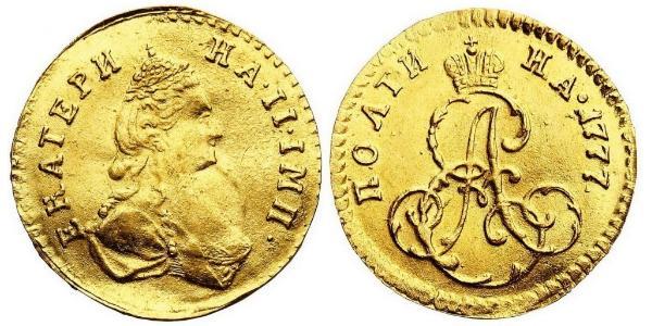 1/2 Rubel / 1 Poltina Russisches Reich (1720-1917) Gold Katharina II (1729-1796)