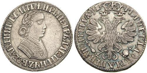 1/2 Rublo / 1 Poltina Imperio ruso (1720-1917) Plata Pedro I de Rusia(1672-1725)