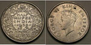 1/2 Rupee Inde Argent 