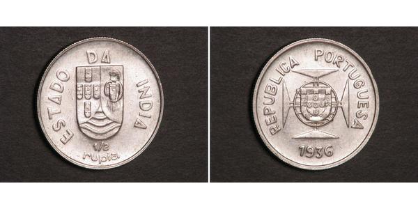 1/2 Rupee Inde portugaise (1510-1961) Argent 