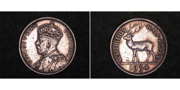 1/2 Rupee Maurice Argent George V (1865-1936)