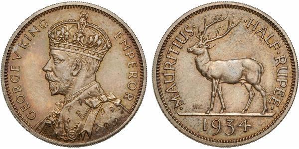 1/2 Rupee Maurice Argent George V (1865-1936)