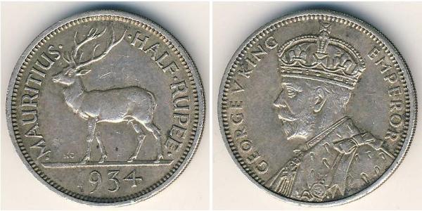 1/2 Rupee Maurice Argent George V (1865-1936)