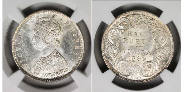 1/2 Rupee Raj britannique (1858-1947) Argent Victoria (1819 - 1901)