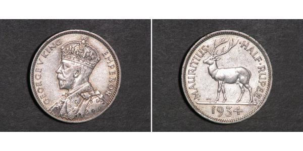 1/2 Rupee Mauritius Argento Giorgio V (1865-1936)