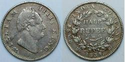 1/2 Rupee Raj Britannico (1858-1947) Argento Guglielmo IV (1765-1837)