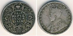 1/2 Rupee Raj Britannico (1858-1947) Argento Giorgio V (1865-1936)