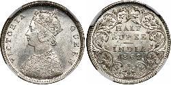 1/2 Rupee Raj Britannico (1858-1947) Argento Vittoria (1819 - 1901)