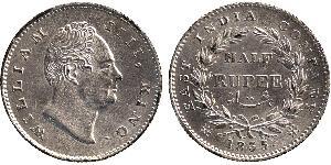 1/2 Rupee Raj Britannico (1858-1947) Argento Guglielmo IV (1765-1837)