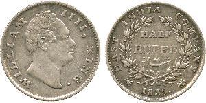 1/2 Rupee Raj Britannico (1858-1947) Argento Guglielmo IV (1765-1837)