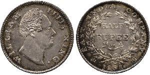 1/2 Rupee Raj Britannico (1858-1947) Argento Guglielmo IV (1765-1837)